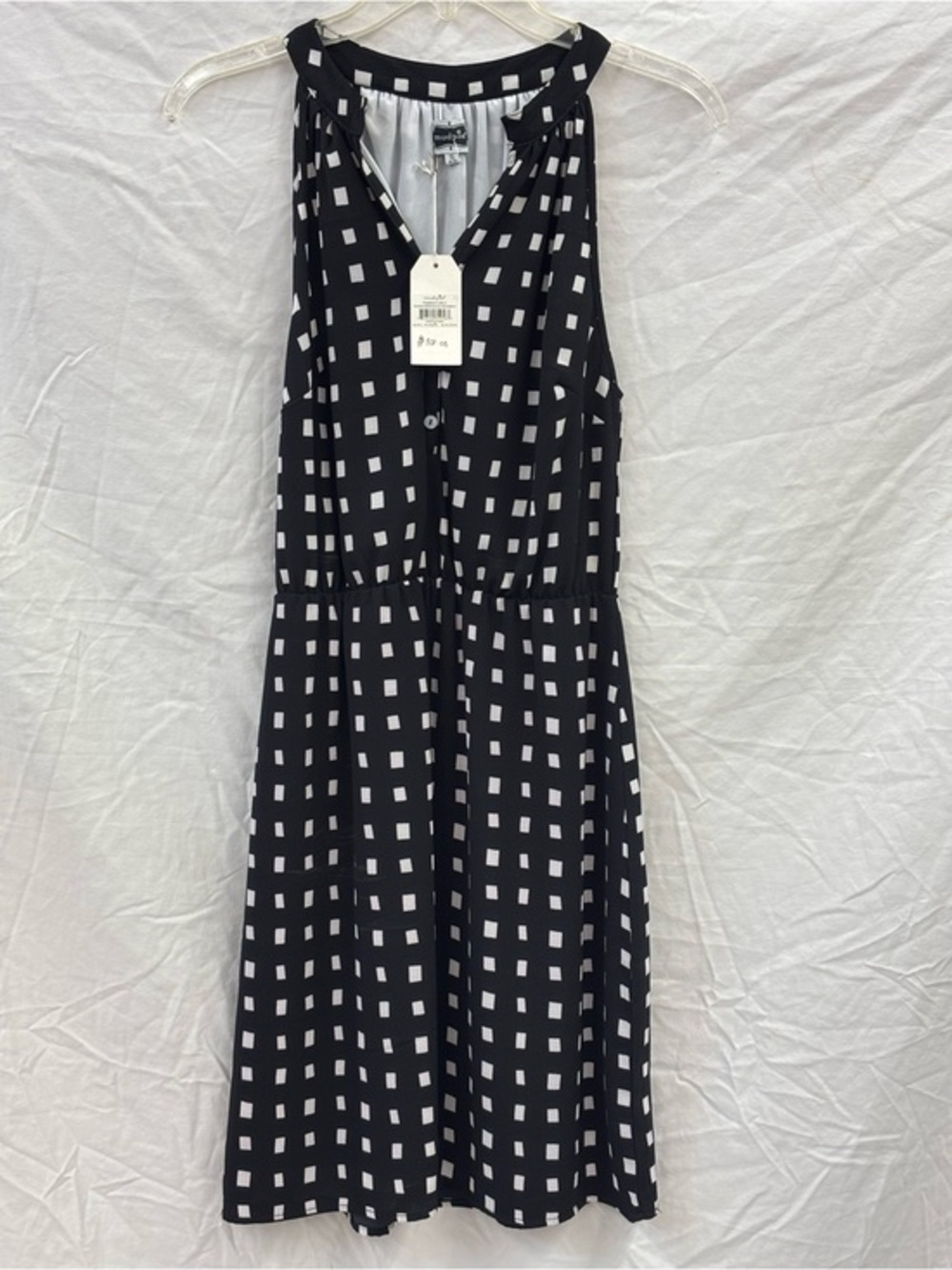 Mud Pie Black and White Square Print Dress